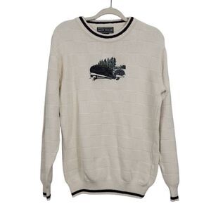 Vintage David Taylor Embroidered Golf Crewneck Sweater Sz Cream Grandpa‎ Cotton